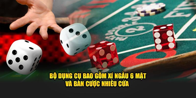 Bộ dụng cụ bao gồm xí ngầu 6 mặt và bàn cược nhiều cửa